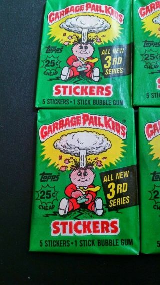 1986 Garbage Pail Kids Series 3 - 4 pack from box (25 cent logo) 2