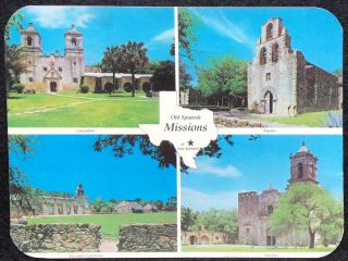 Old Spanish Missions Of San Antonio Texas 5 X 7 Vintage Postcard