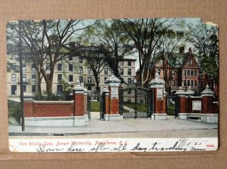 Van Wickle Gate Brown University Providence Ri Antique Postcard Posted 1905 Vtg