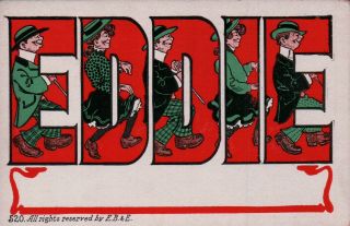 Eddie Udb Vintage Large Letter Name Postcard