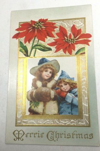 Vintage Christmas Postcard,  Girls,  ?brundage,  By Whitney Made,  Unposted