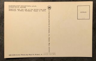 Vintage chrome postcard Sugarloaf USA Kingfield Maine Sign Mountain View 2