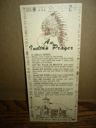 Vintage Native American St Ignatius Mission,  Montanna An Indian Prayer Post Card
