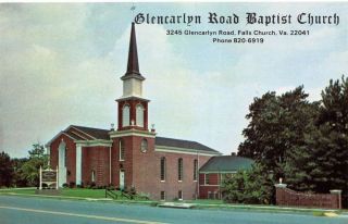 Falls Church Virginia Glencarlyn Road Baptist Church Vintage Pc Dd7682