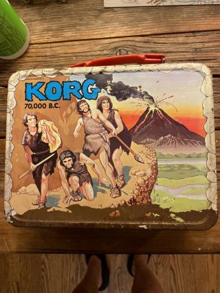Vintage Korg 70,  000 B.  C.  1975 Metal Lunchbox King - Seeley Thermos Co No Thermos