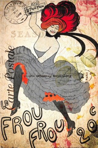 Postcard French Vintage Shabby Chic Style Dance Dress Fashion,  Frou Frou 52j