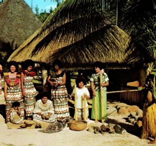 Fiji Village Natives Polynesian Cultural Center Laie Oahu Hi Vintage Postcard