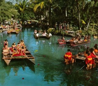 Pageant Of Long Canoes Polynesian Cultural Center Laie Oahu Hi Vintage Postcard