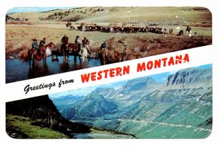 Western Montana Vintage Postcard Cowboys Native Indian Buffalo Charley Russell