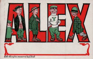 Alex Udb Vintage Large Letter Name Postcard