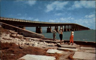 Bahia Honda Bridge To Key West Florida 1950s - 60s Vintage Postcard