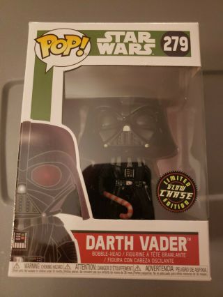 Funko Pop Star Wars Darth Vader Holiday With Cane 279 Gitd Limited Glow Chase