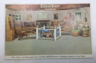 Vintage Advertising Postcard,  Borden Co,  Elsie & Elmer Family Room,  Unposted