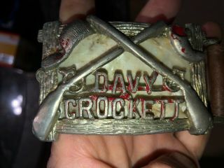 Davy Crockett Children’s Belt Embossed Leather Vintage Belt & Buckle