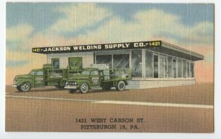Vintage Linen Business Card Jackson Welding Supply Trucks Pittsburgh Pa