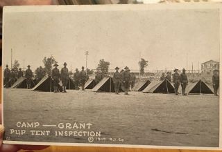 Vintage Rppc Camp Grant Pup Tent Inspection Rockford Illinois 1917