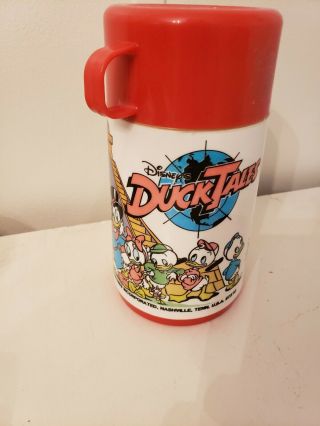 Vintage 1986 Walt Disney Duck Tales Aladdin Brand Plastic Thermos Red Lid