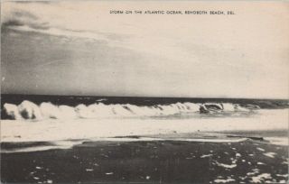 Vintage Postcard,  Storm On The Atlantic,  Rehoboth Beach,  Del