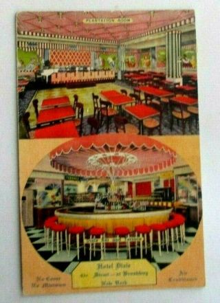 Vintage 1940s Linen Postcard Of Hotel Dixie,  43rd & Broadway,  York