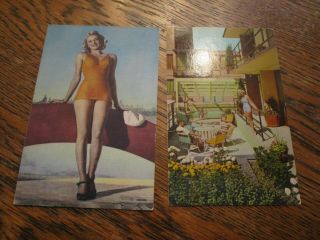 2 Vintage Pin Up Girl Post Cards Not Posted
