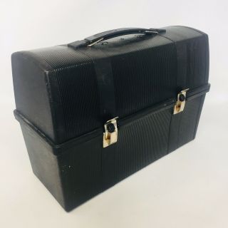 Vintage Vtg Aladdin Industrial Lunch Box - Black Plastic W/ Locking Handle Usa