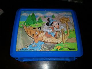 Vintage Walt Disney Mickey Mouse Pluto Aladdin Lunchbox 80s Retro