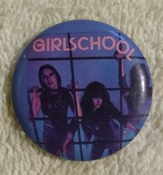 1 " Vintage Girlschool Screaming Blue Murder Metal Band Pin Badge