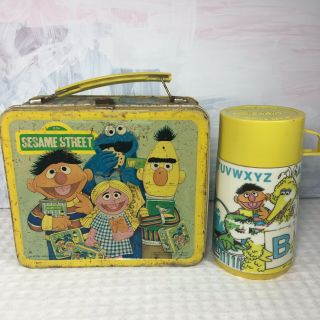Vintage 1979 Sesame Street Metal Lunch Box Aladdin Complete With Thermos