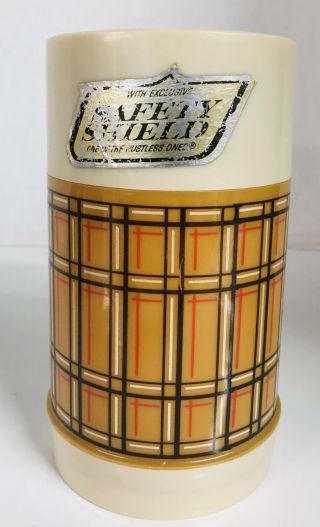 Vintage Aladdin Best Buy Thermos Bottle Wide Mouth Pint Butterscotch Plaid