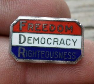 Sterling Fdr Freedom Democracy Righteousness Pin For President Roosevelt