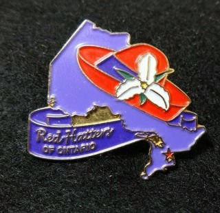 Vtg Red Hat Society Ontario Lapel Pin Canada Gold - Tone Enamel Retro Collector