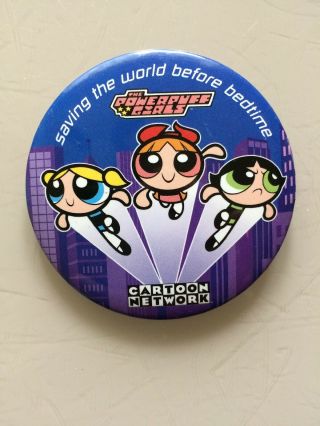 Vintage 3 " Pinback Button Powerpuff Girls Cartoon Network 2000 See Pic Rare