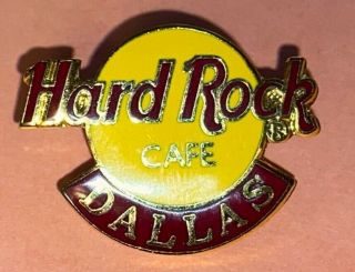 Hrc Hard Rock Cafe Vintage Dallas Texas Pin 1 " X 7/8 " Yellow Gold Maroon