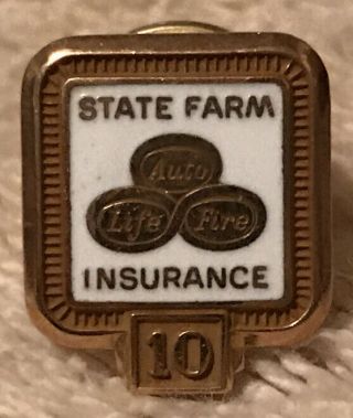 Vintage State Farm Insurance 1/10 10k 10 Year Employee Service Award Tie Tacke