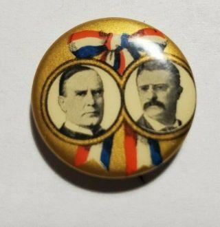 Orig C 1900 William Mckinley & Teddy Roosevelt Jugate Pinback Button No Res