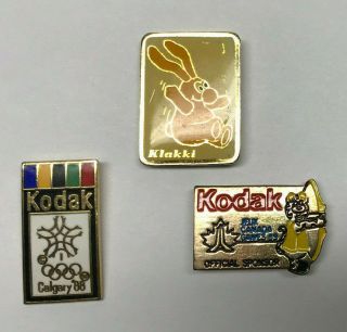 3 Pins Kodak Olympic 1988,  Canada Games 