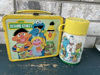 Vintage 1979 Sesame Street Metal Lunch Box Aladdin Complete With Thermo Bottle