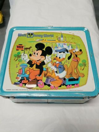 Vintage Walt Disney World Lunch Box 1976 Aladdin Industries Mickey Donald Pluto
