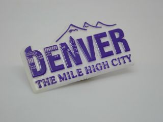 Denver The Mile High City Skyline Mountains Colorado Vintage Lapel Pin