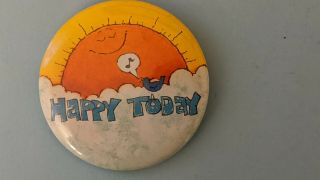 1973 Hallmark Vintage Happy Today Bluebird Sun Clouds Pinback Button Pin