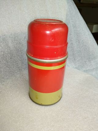 Aladdin Economy Red Vintage Thermos W Cork Stopper No.  3 - 1/2 Pint