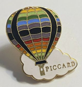 Vintage Piccard Hot Air Balloon Pin Lapel Rainbow Cloud Colorful 80s Rare
