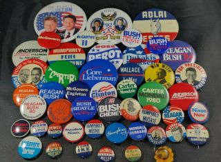 Vintage Presidential Campaign Pin Buttons Clinton Bush Kennedy Nixon Roosevelt