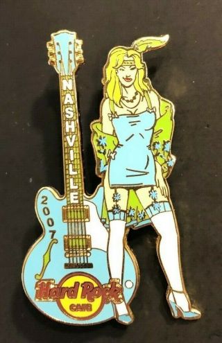 2007 Pin Usa Hard Rock Cafe Nashville Sexy Babe In Baby Blue W/ Heels (le 500)