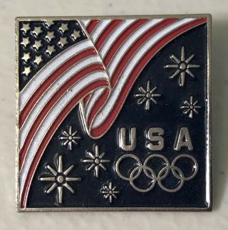 Team Usa Flag Winter Olympic Games Snowflake Patriotic Lapel Hat Pin Pinback Us
