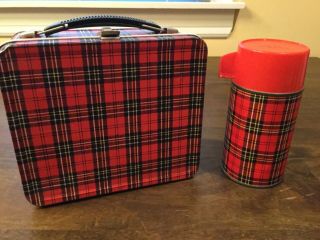 Vintage Aladdin Industries Plaid Lunchbox Thermo Bottle