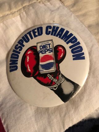 Vintage Diet Pepsi Cola Advertising " Undisputed Champion " Mike Tyson Round Pin