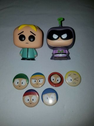 Funko Pop South Park Mysterion Kenny And Butters No Box,  Bonus Pins