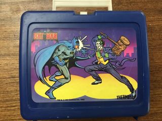 Vintage Batman Joker Lunch Box Plastic Dc Comics 1982 No Thermos Blue Classic