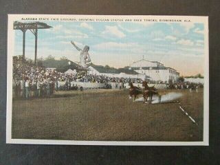 Alabama State Fair - Vulcan Statue (arms Wrong) - Race Track,  Vintage Postcard,